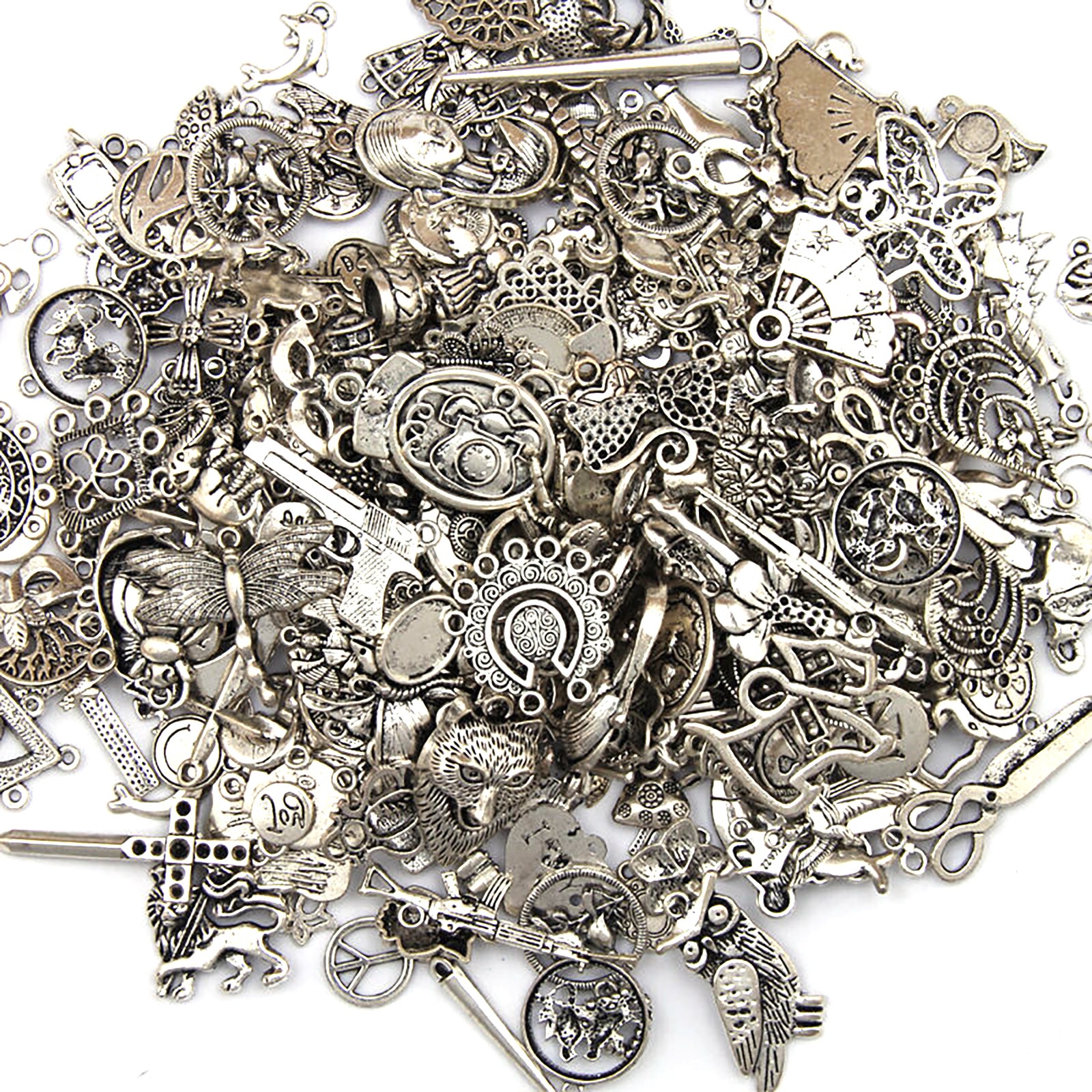 DIY Jewelry Craft Findings Wholesale 100g Antique Tibetan Silver Charms Pendants