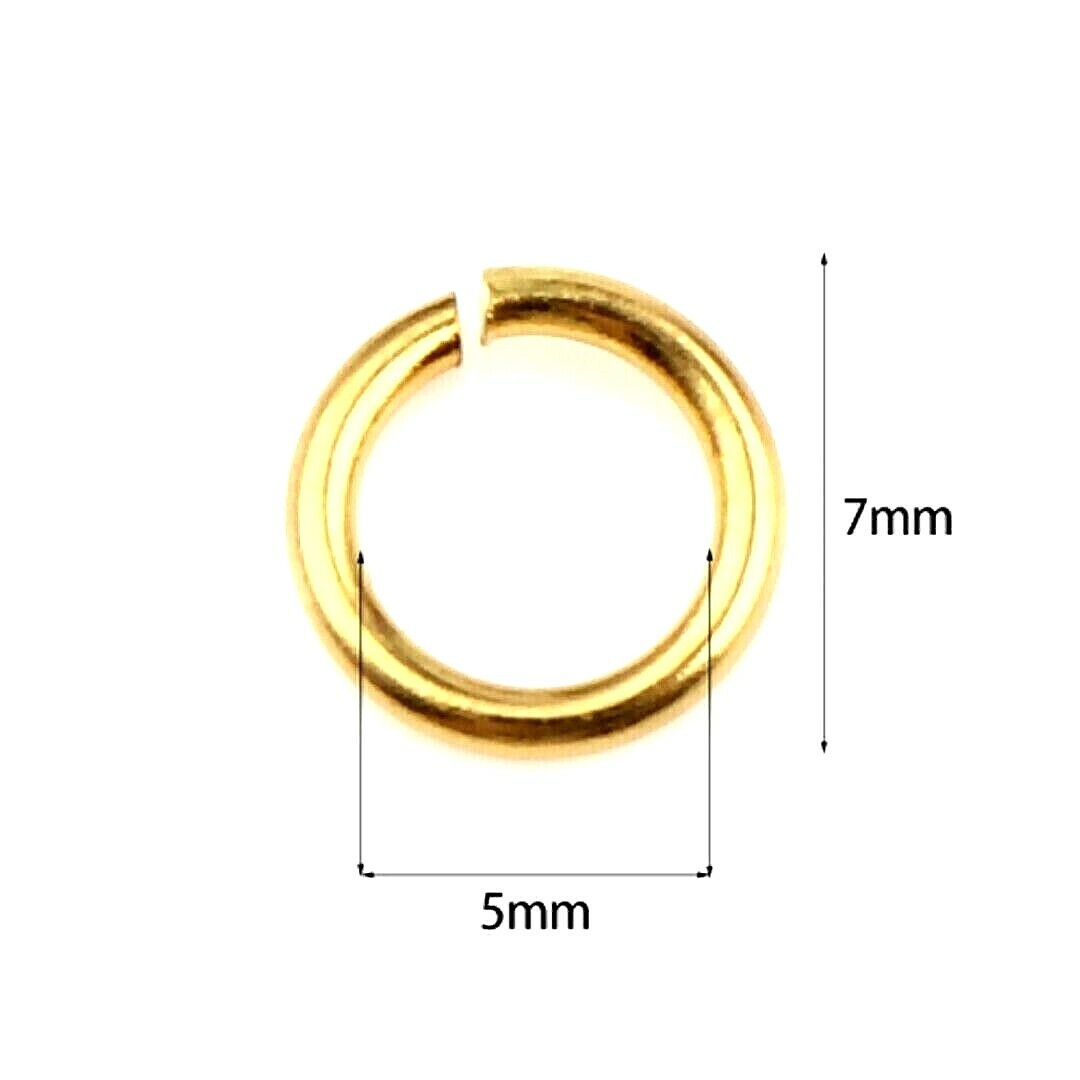 50 Gold Stainless Steel 7mm 20 ga Beading Rings Open Round Jumprings Connectors