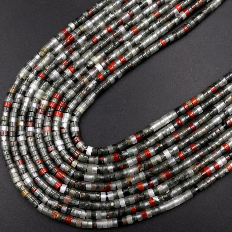 2x4mm Natural African Bloodstone Heishi Disc Spacer Beads for Jewelry Making DIY