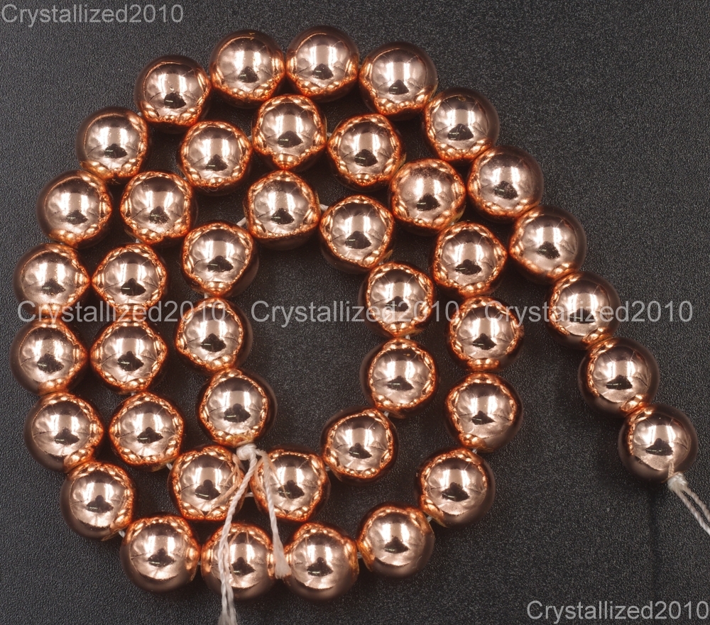 AAA Natural Rose Gold Hematite Gemstones Round Beads 2mm 4mm 6mm 8mm 10mm 16″