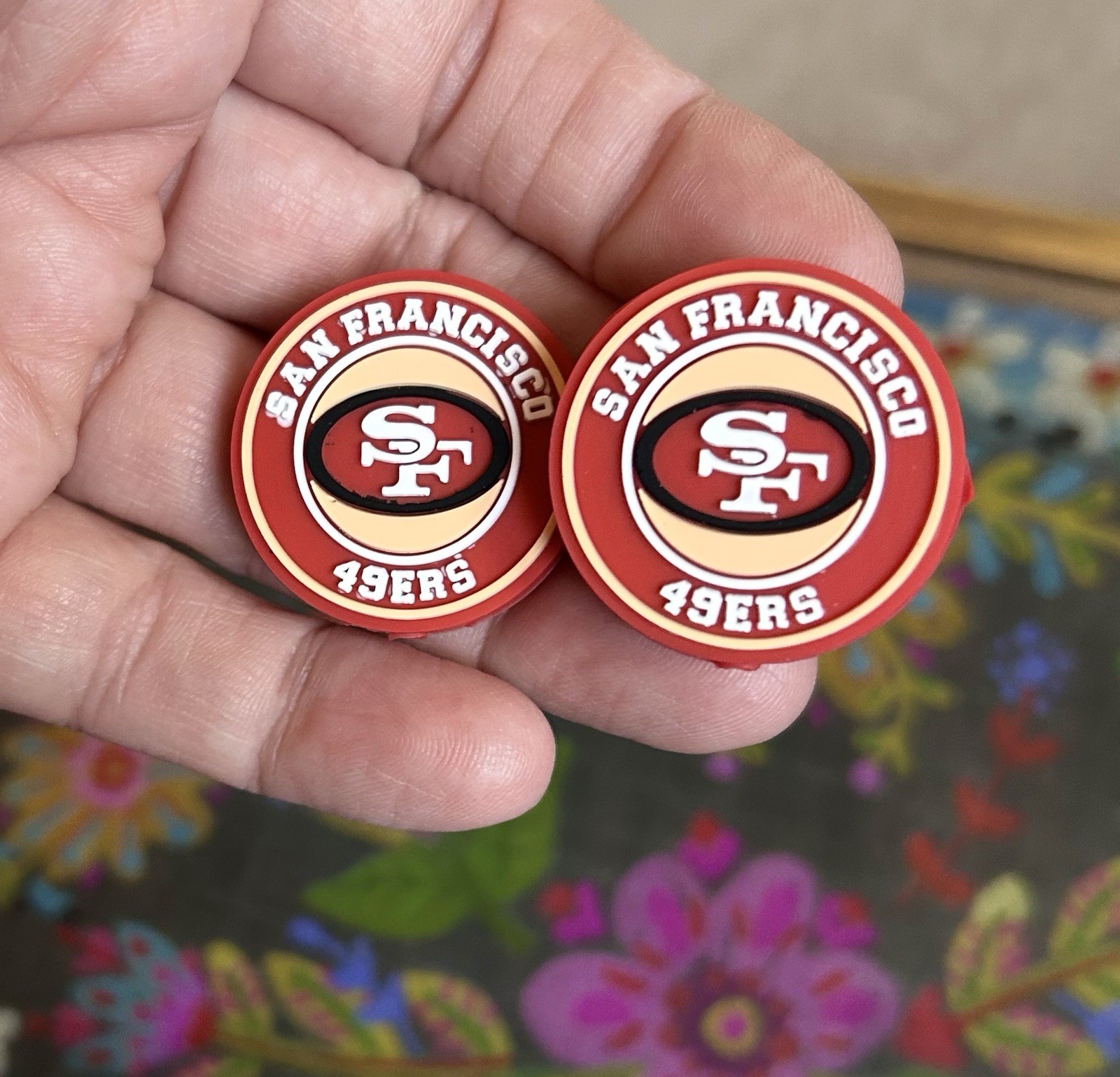 2 Piece San Francisco Football Team Silicone Focal Beads DIY Jewelry Bead Pens+