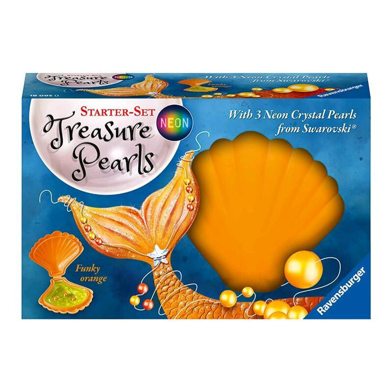 Ravensburger Treasure Pearls Starter Set Funky Orange Neon 3 Swarovski Pearls