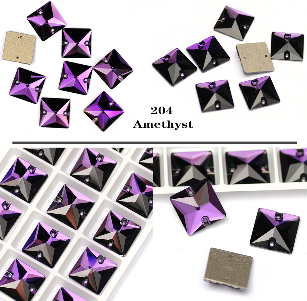Square Crystal Glass Loose Strass Sew On Rhinestone For Needlework and Jewellery