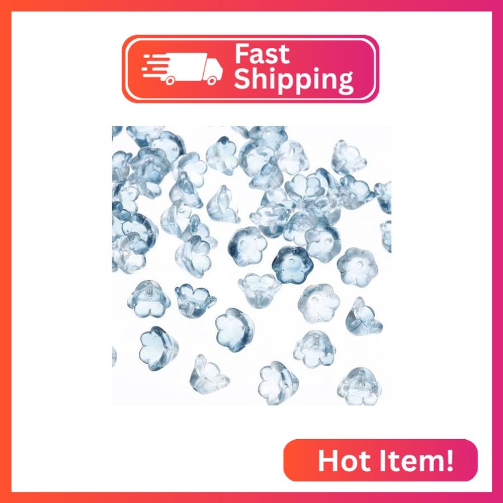 PATIKIL Glass Trumpet Flower Beads, 200 Pcs Gradient Flower Bead Charm for Jewel