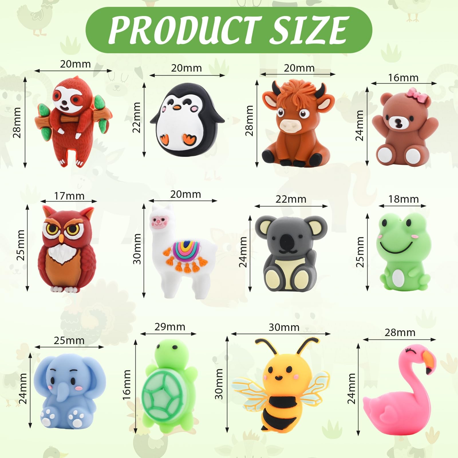 12Pcs 3D Animal Silicone Focal Beads for Pens，Beaded Pen Supplies，Focal Beads…