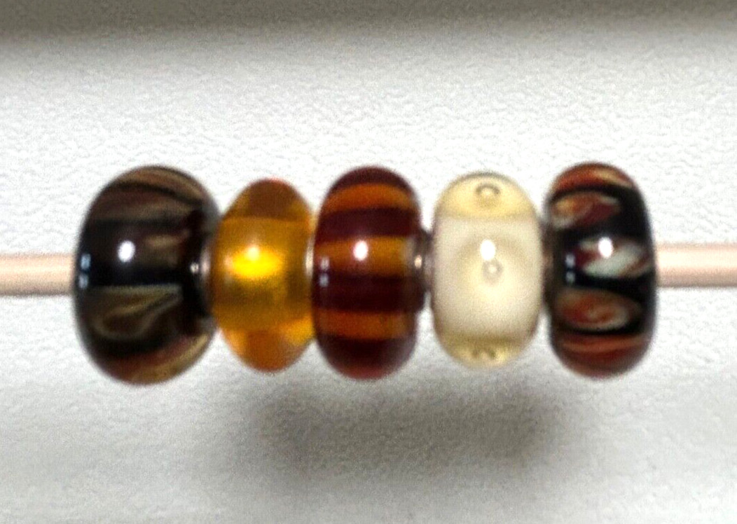 Trollsbeads Italian Glass Beads, assorted as shown, set of 5