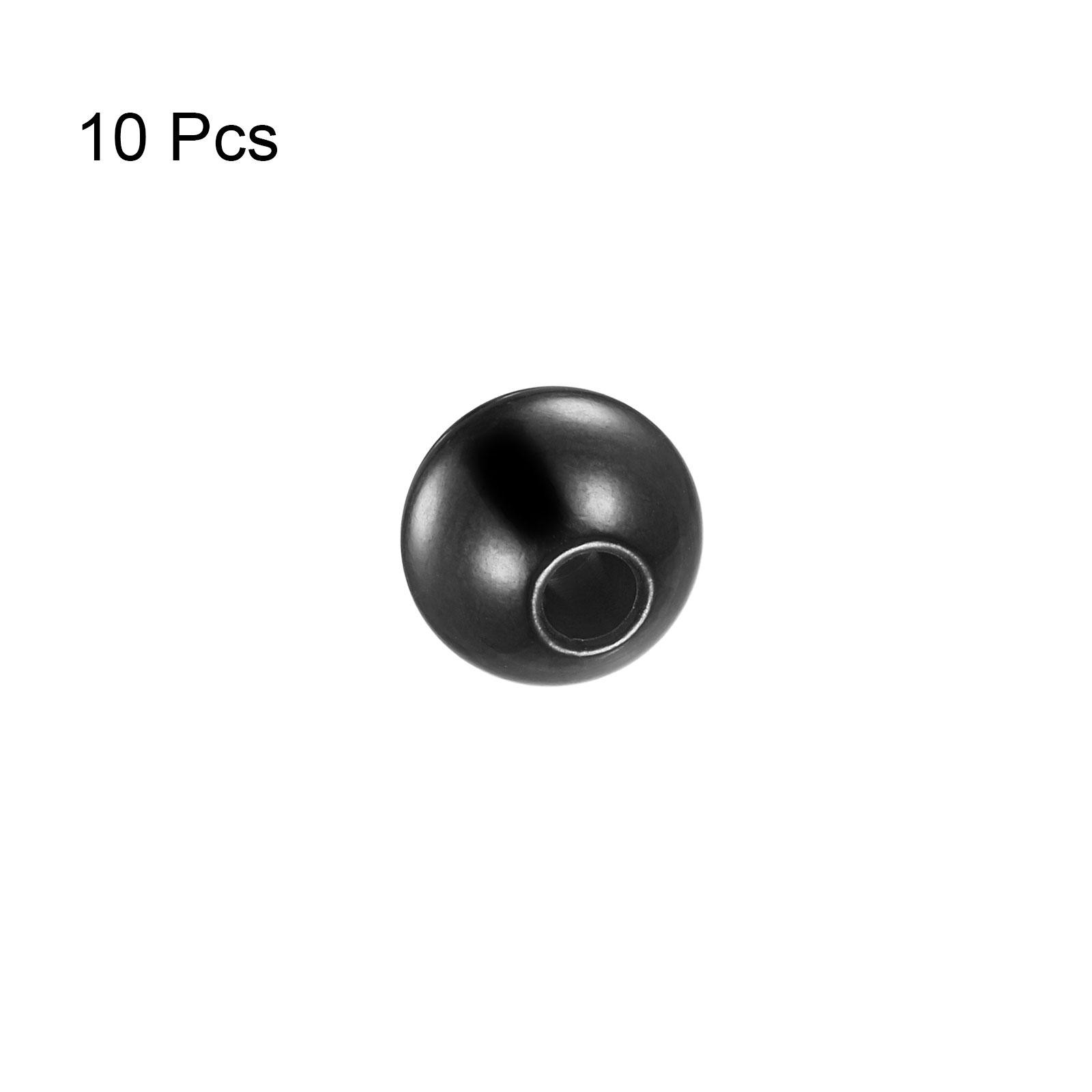 20pcs Beads 10mm Stainless Steel 3mm Hole Dia Bead for DIY Crafts Black