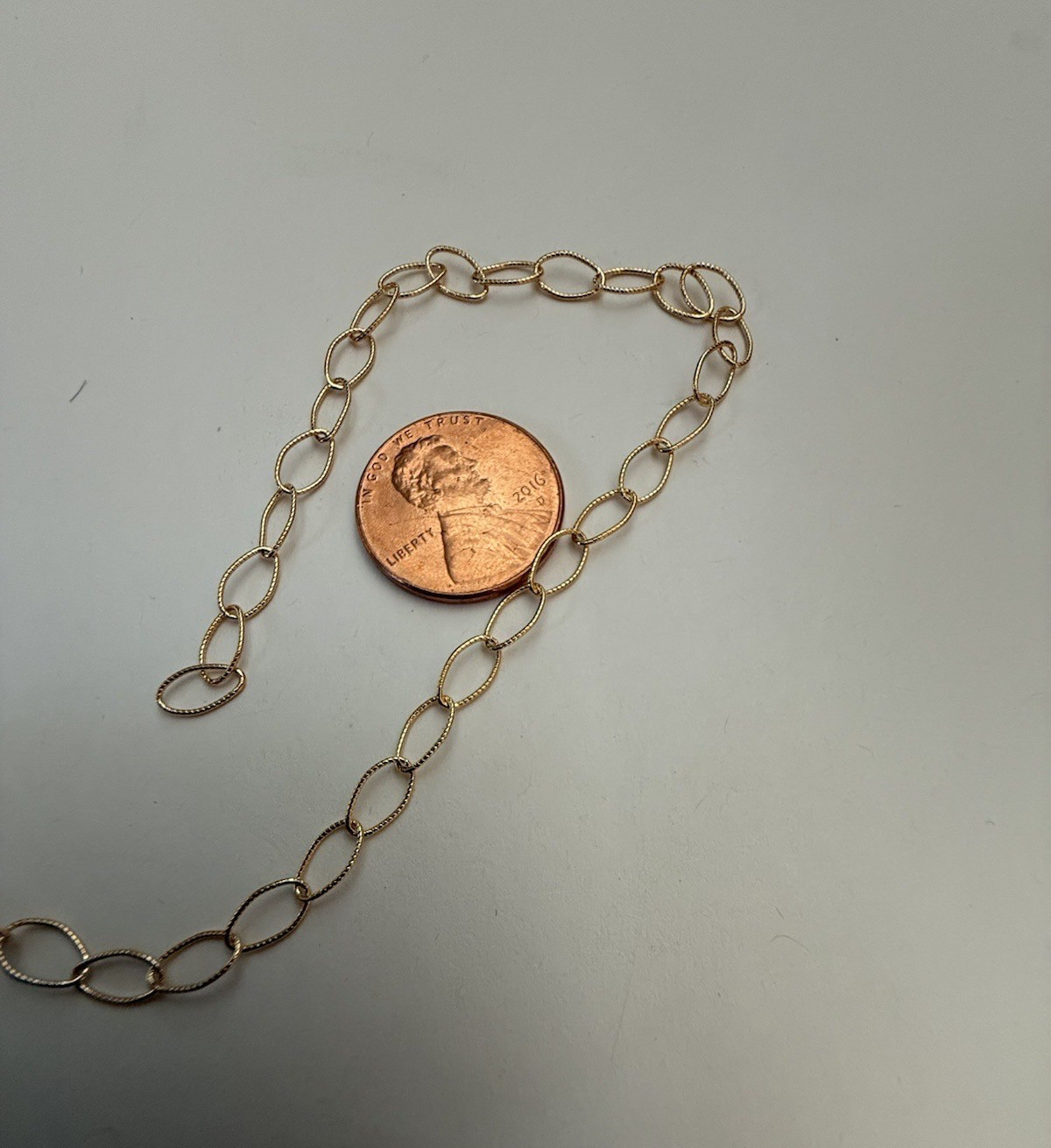 5ft 14kt gold filled twisted wire oval cable chain 7x4mm, 5ft