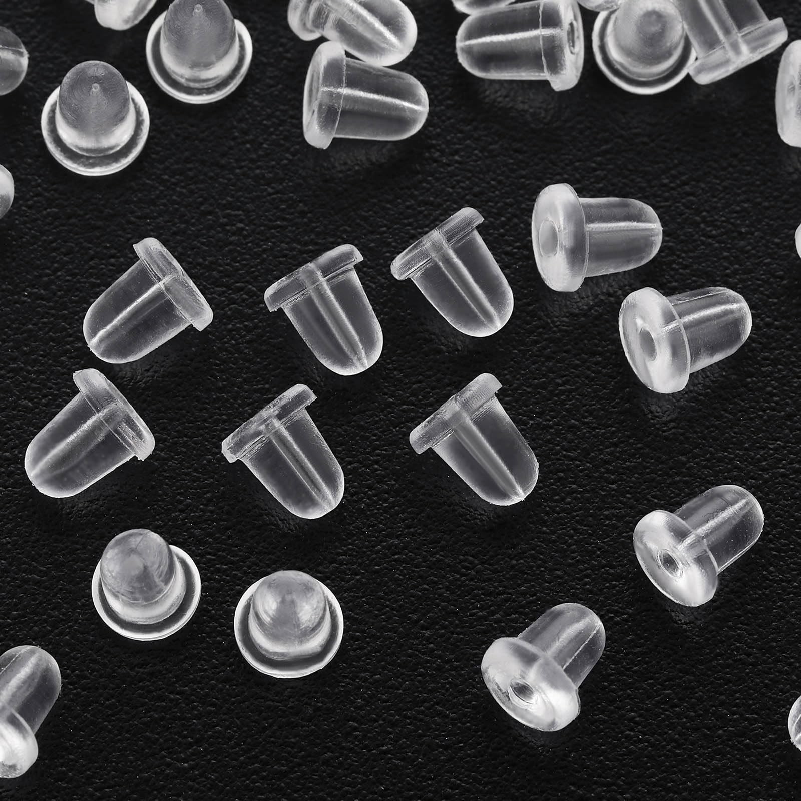 1000Pcs Bullet Clear Plastic Rubber Earring Backs