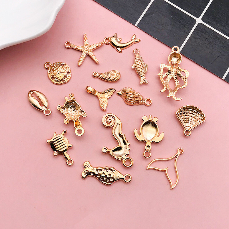 10pc KC Gold Marine Organism Charms Pendants for Jewelry Making Earring Necklace