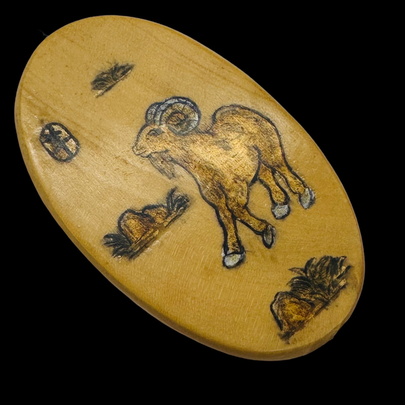 Chinese Year of the Goat Pendant Bead | 1 Pendant Bead | | 2″ Long | Tan, Brown