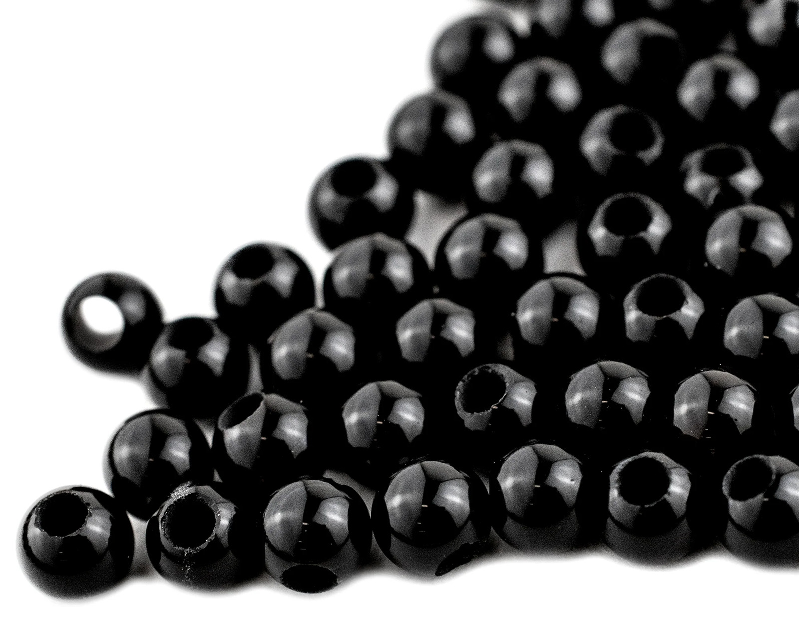 Half-Drilled Round Onyx Beads 4mm, Set of 100 Black Stone