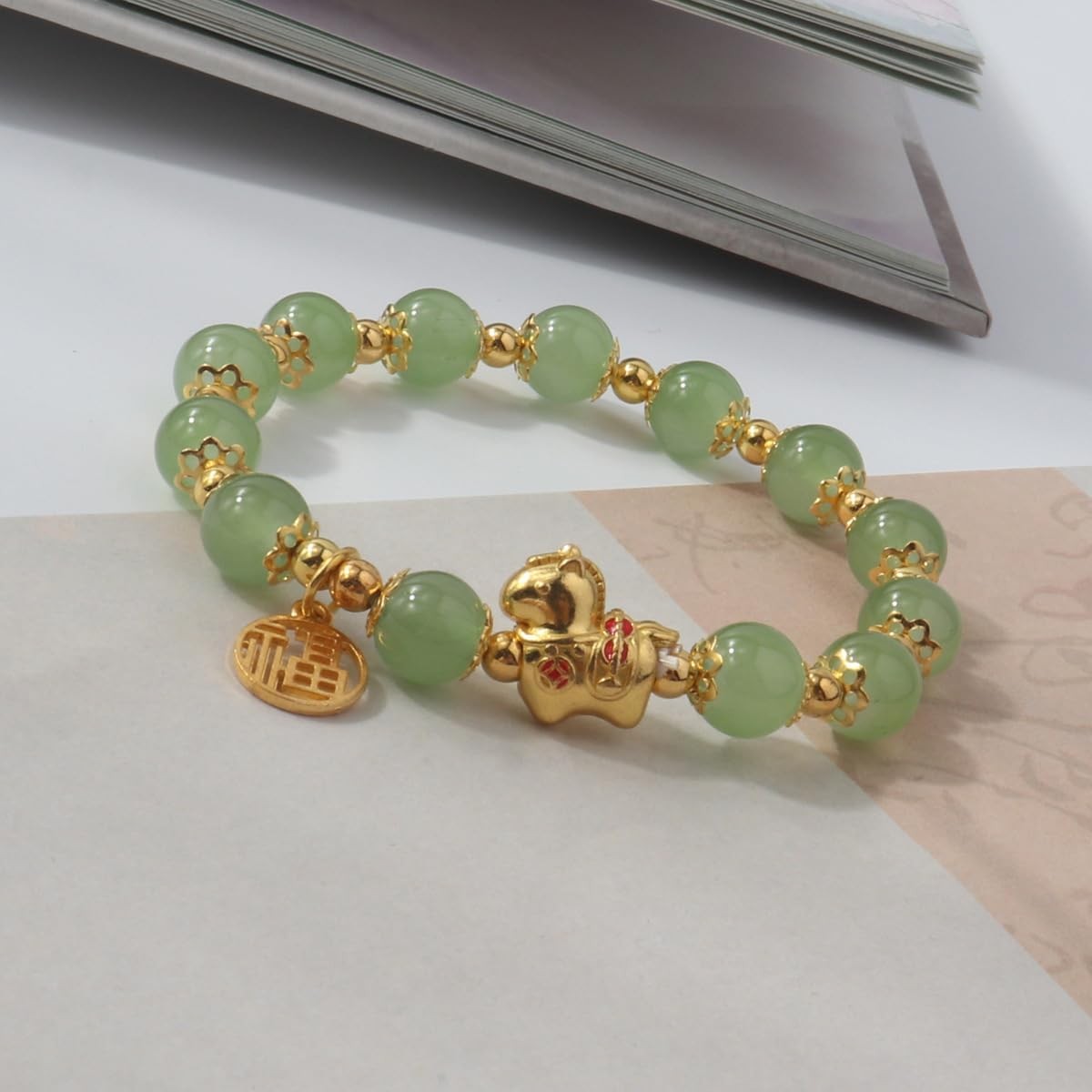 Chinese New Year of The Horse Natural Stone Bracelets Horse Stone Stretch B – 03