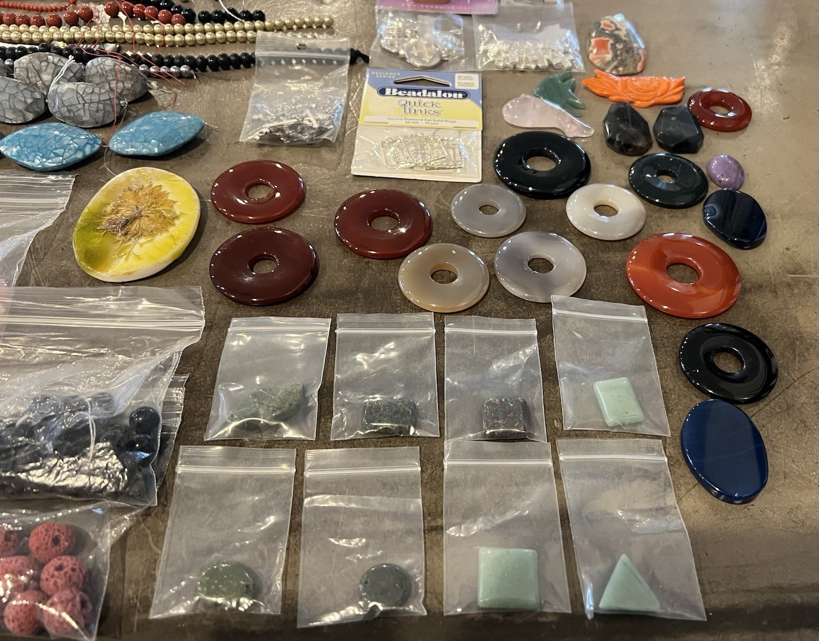 Lot Of Jewelry Making Supplies: Beads, Pendants, Tools, Books & DVD’s Gemstones