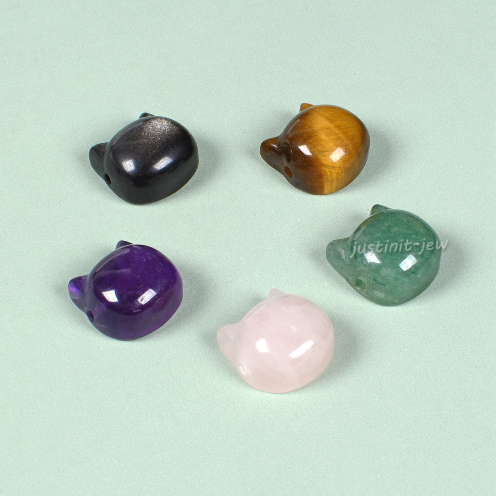 15mm Cat Head Gemstone fashion pendant bead Jewellery Making