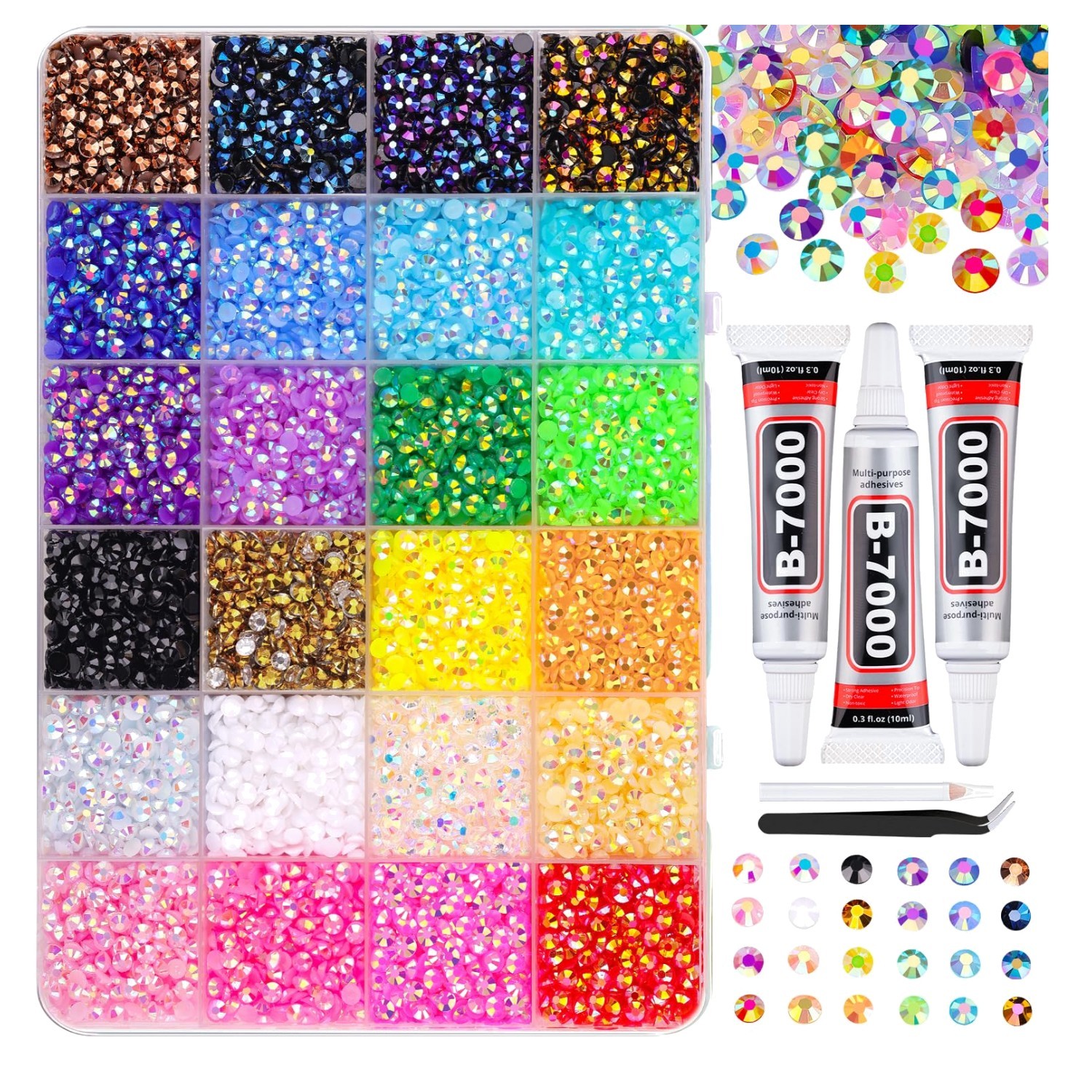 Deluxe 34000Pcs Jelly Rhinestones with Jewels Glue for Dazzling DIY Projects