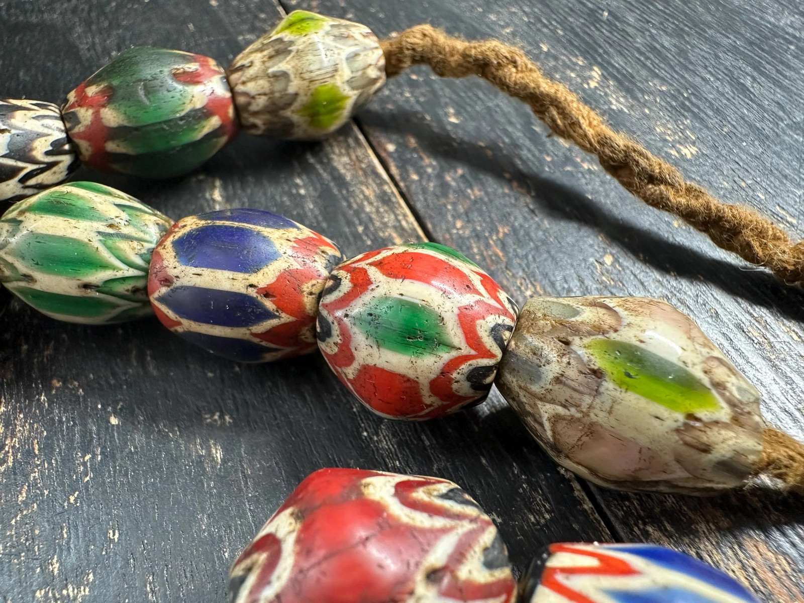 Vintage Chevron Trade Bead Necklace 23-24″ | Millefiori Glass | Multicolor