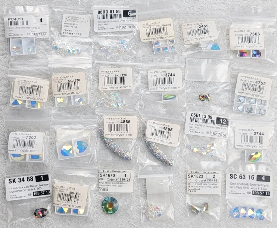 Swarovski Crystal Pendant Lot AB Vitrail Sahara Rivoli Pear Sun Mixed Qty