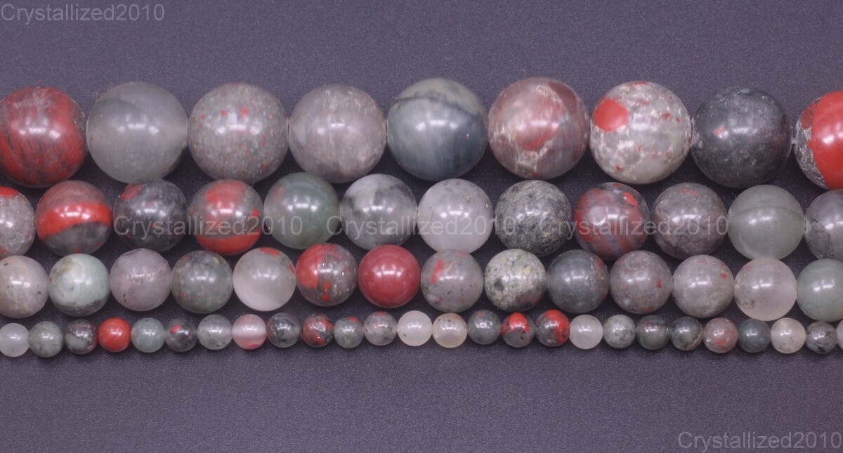 Natural African Bloodstone Gemstone Round Beads 4mm 6mm 8mm 10mm 12mm 15.5″ Pick