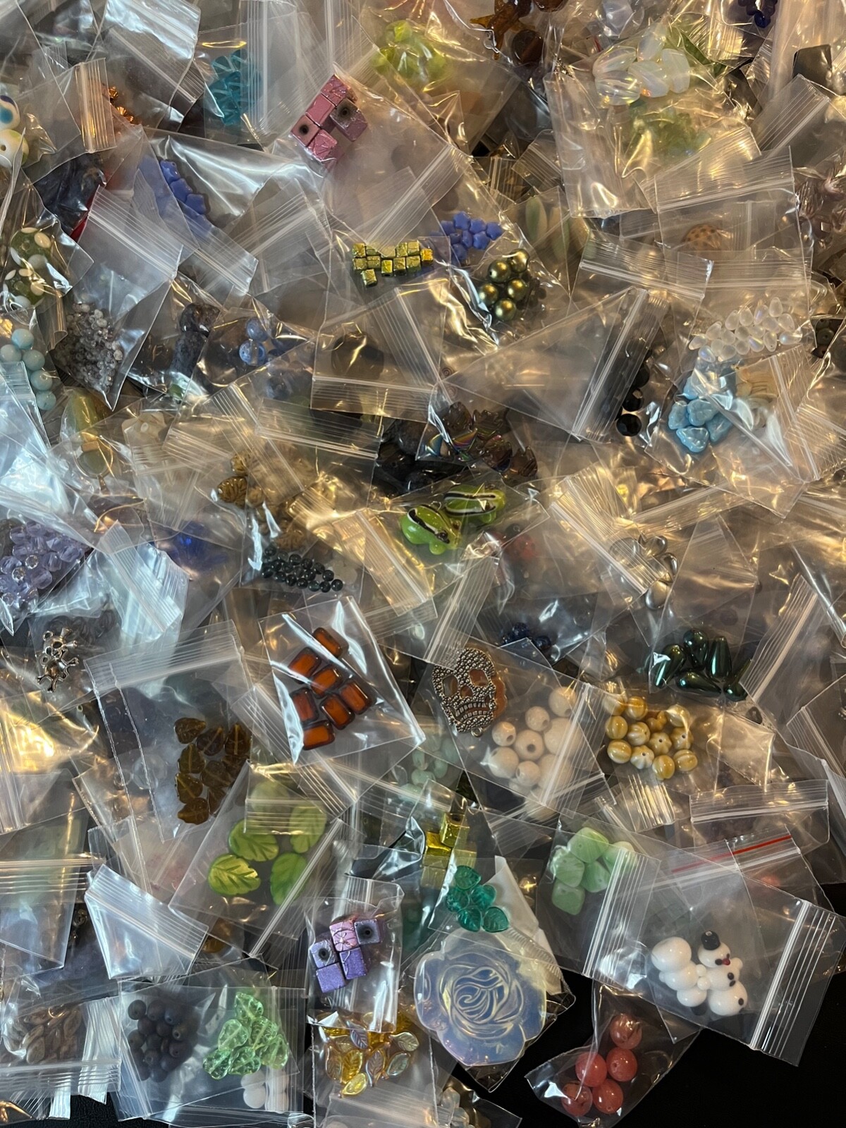 55 Bag Mixed Bead Lot Glass Stone Metal Charms Findings New NO PLASTIC!