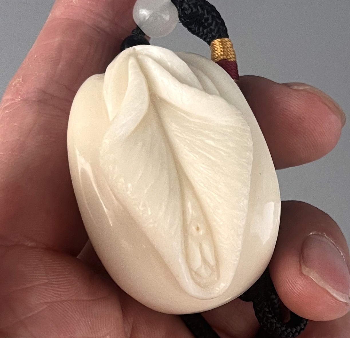 Tagua Nut Hand Carved Vagina Art Life Origin Virgin Girl Maid Handcraft Chain