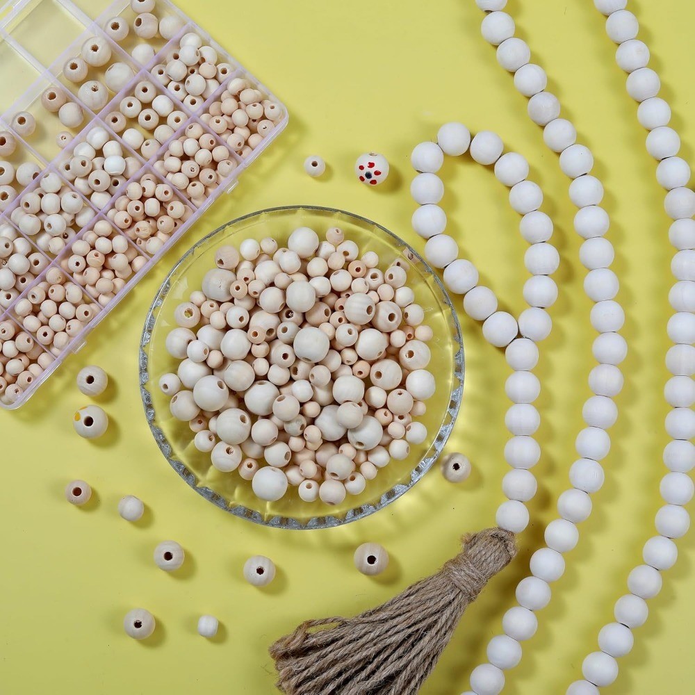 Wooden Beads for Crafts Bulk Unfinished 5 Sizes 8mm 10mm 12mm 14mm 16mm DIY
