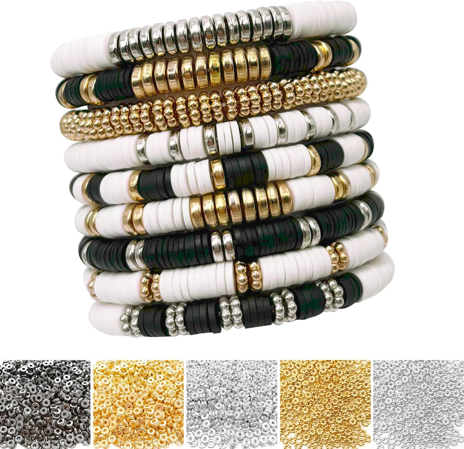 6Mm Flat round Spacer Beads, Clay Beads for Bracelets Making Kit, Heishi Polymer