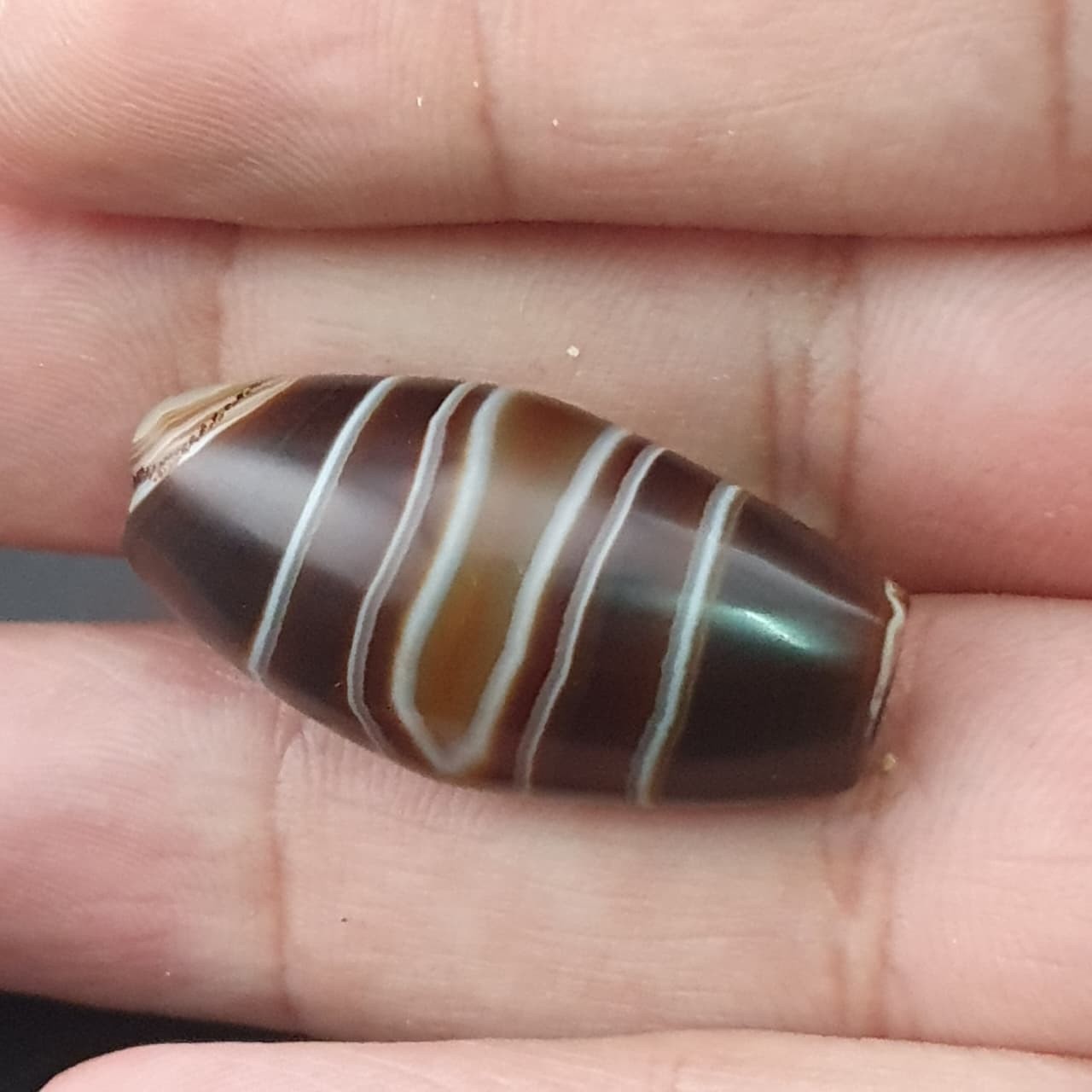 Antique Middle Eastern Natural Eye Agate Bead Amulet 31mm | Protective Talisman