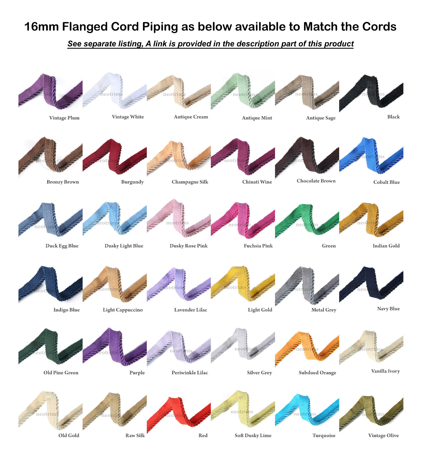 Twisted Cord Silky Barley Twist Satin Rope 6mm Thick Furnishing Piping 3Ply Trim