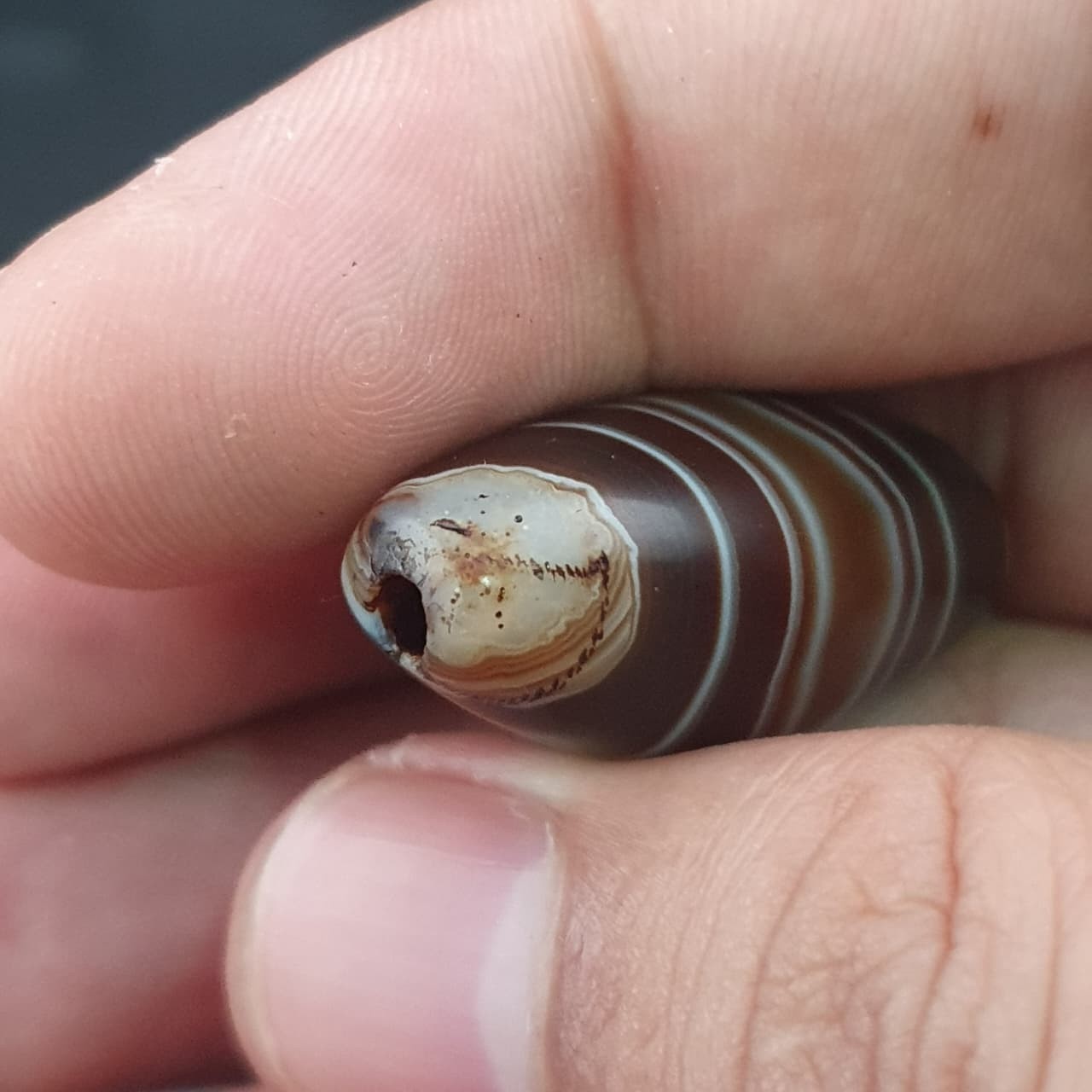 Antique Middle Eastern Natural Eye Agate Bead Amulet 31mm | Protective Talisman