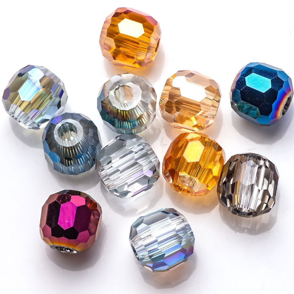10pcs 8mm 10mm 12mm 14mm Cylinder Crystal Glass Loose Beads for Jewelry Making