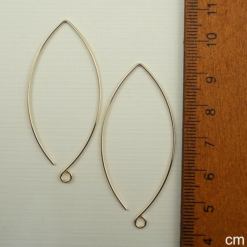 Gold Filled 2″ Ear Hooks – 14/20 Yellow Gold Filled – Leaf Style Large Ear Wires