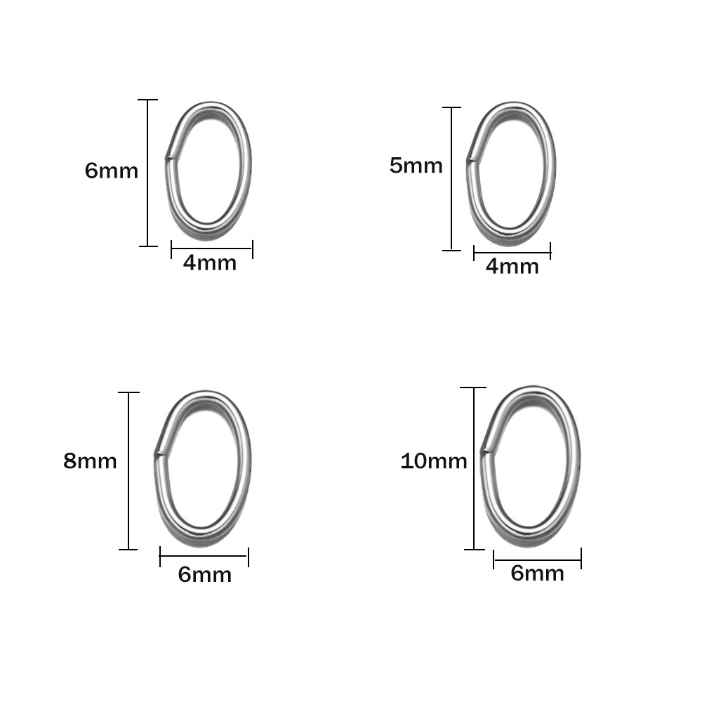 50Pcs Stainless Steel Oval Jump Rings Connector Open Rings for Jewelry Making Ea