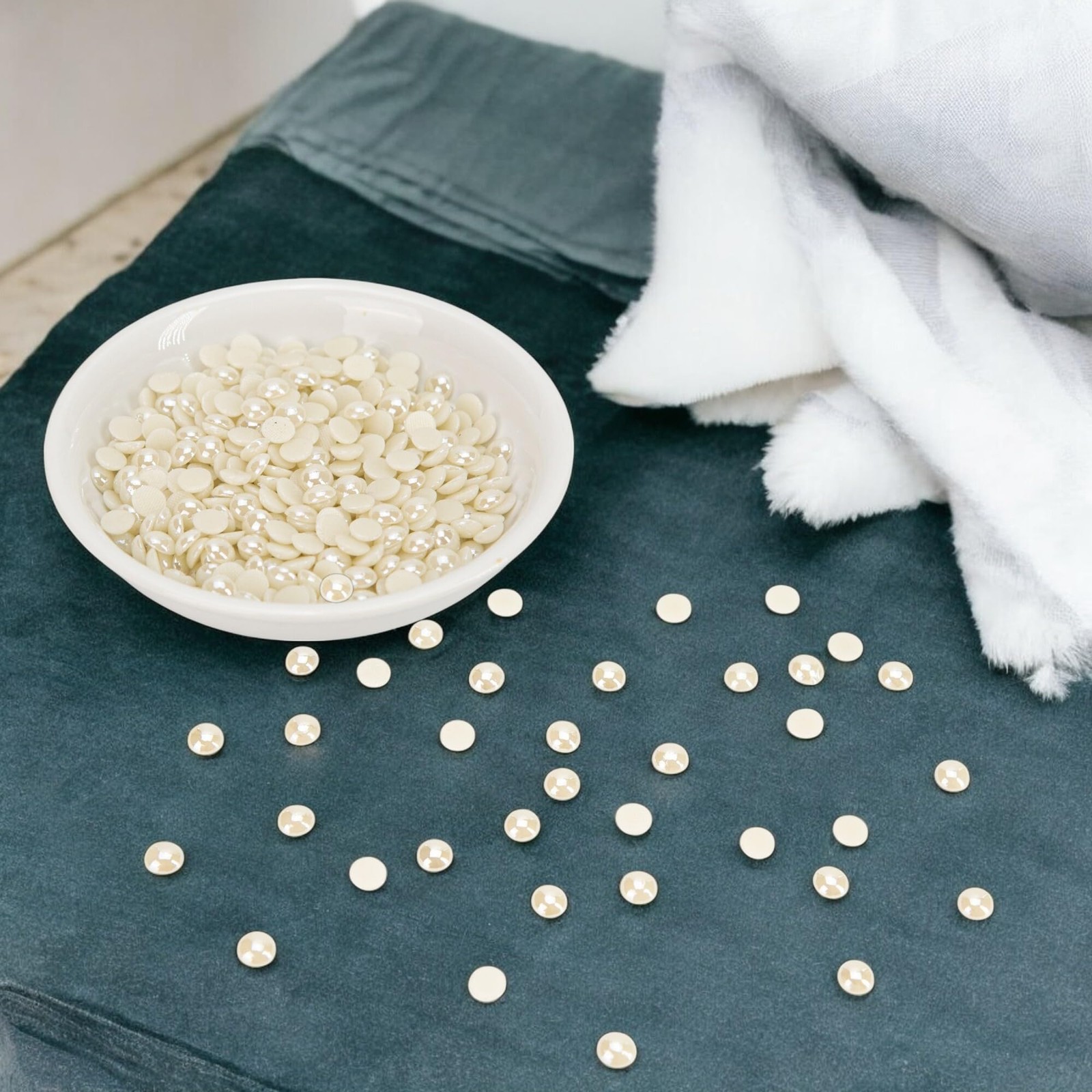 6mm Ivory Hotfix Flat Back Pearls 500 PCS Iron-On Half Round Rhinestones