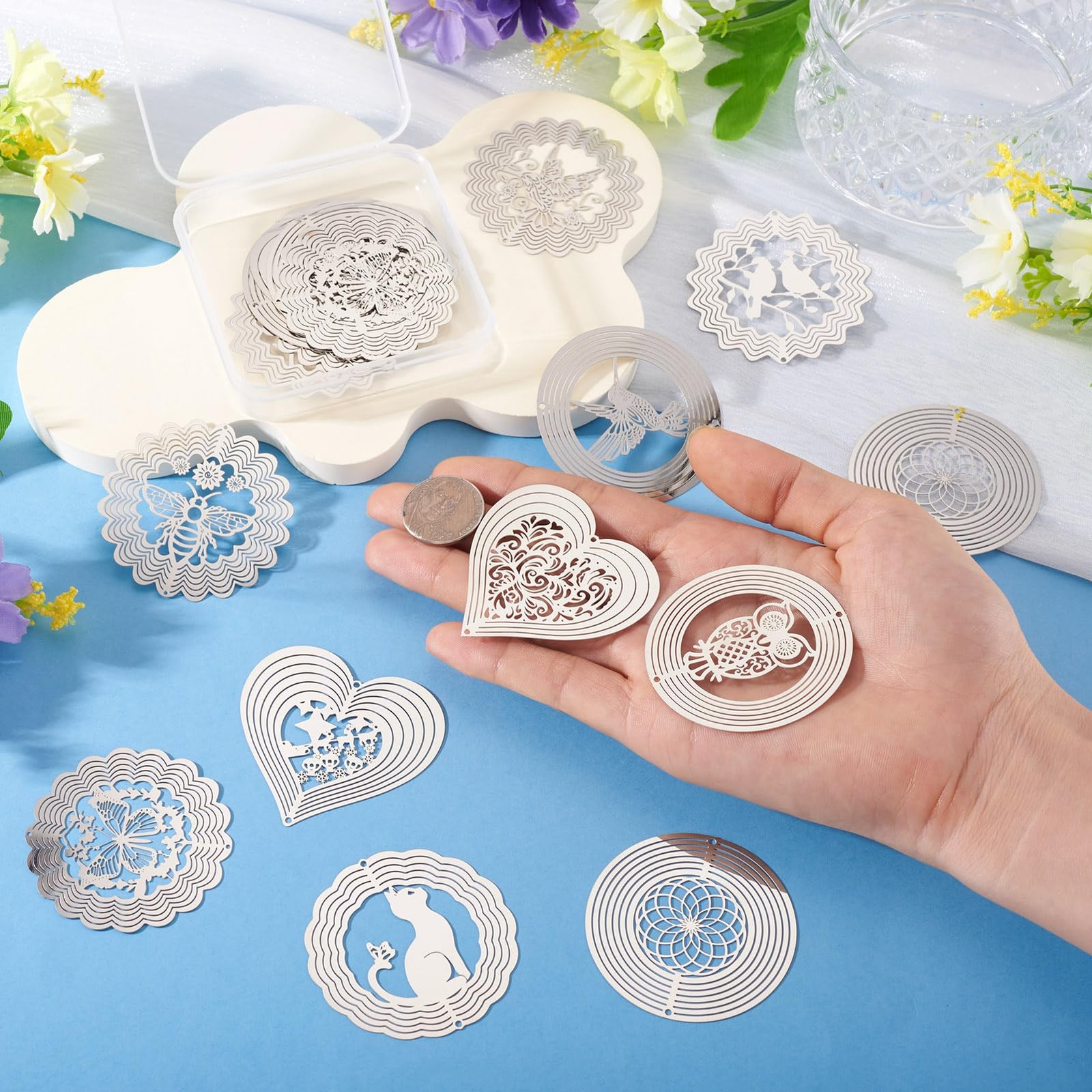 Spritewelry Stainless Steel Charms for Jewelry Making Silver Small, Silver#1