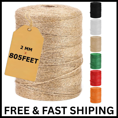 805FT Natural Jute Twine String, Bulk Hemp Jute Rope Cord Twine for Crafts Garde