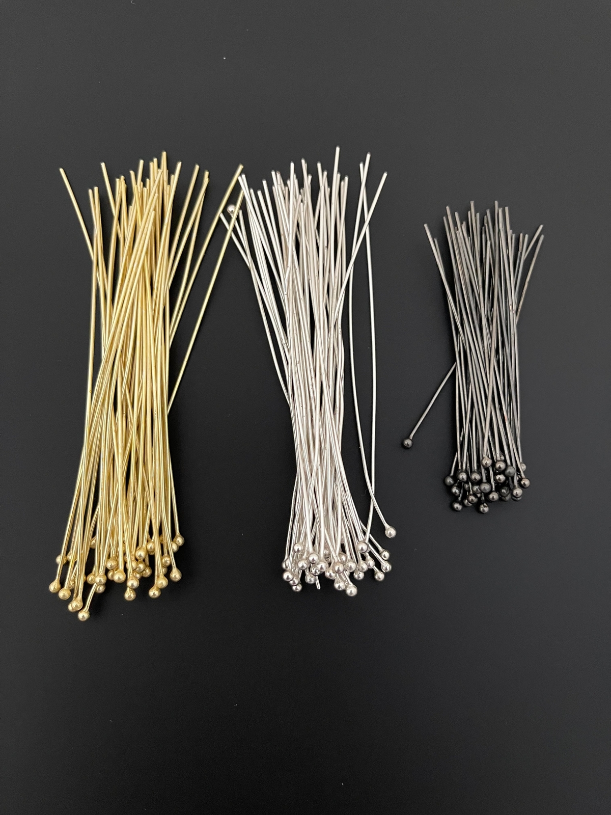 A Pack of Ball Head Pins, E-coated, 22Gauge, Available in 3Colors:(Gold Finish,S