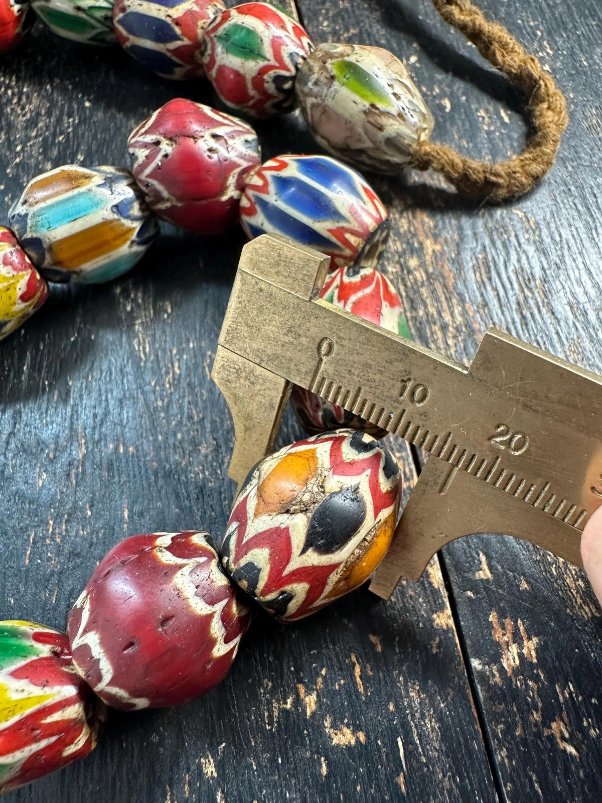 Vintage Chevron Trade Bead Necklace 23-24″ | Millefiori Glass | Multicolor