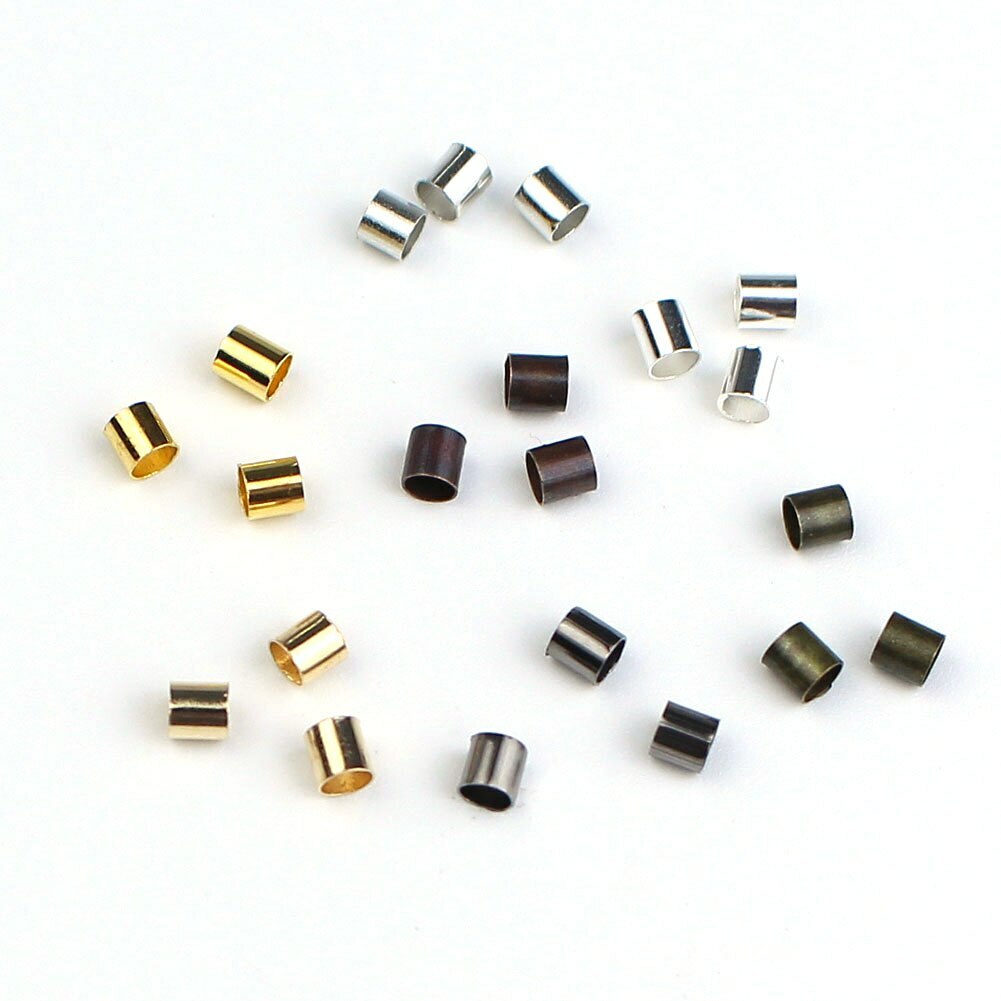 2000pcs/lot 1.5 2.0 2.5mm Copper Tube Crimp End Beads for DIY Jewelry Making