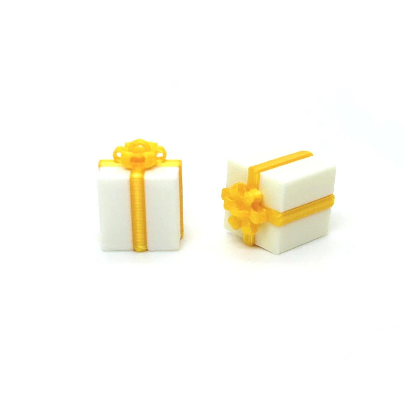 3D Silver and Gold Present Charms, 13x13mm – US Seller