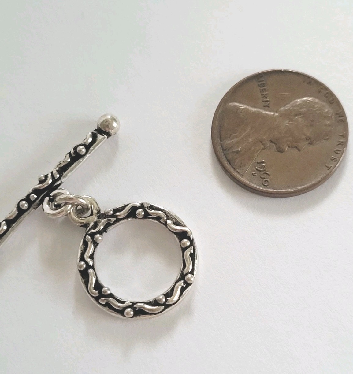 Bali Sterling Silver Toggle Clasp For Bracelet .925 Sterling Silver 16mm Round