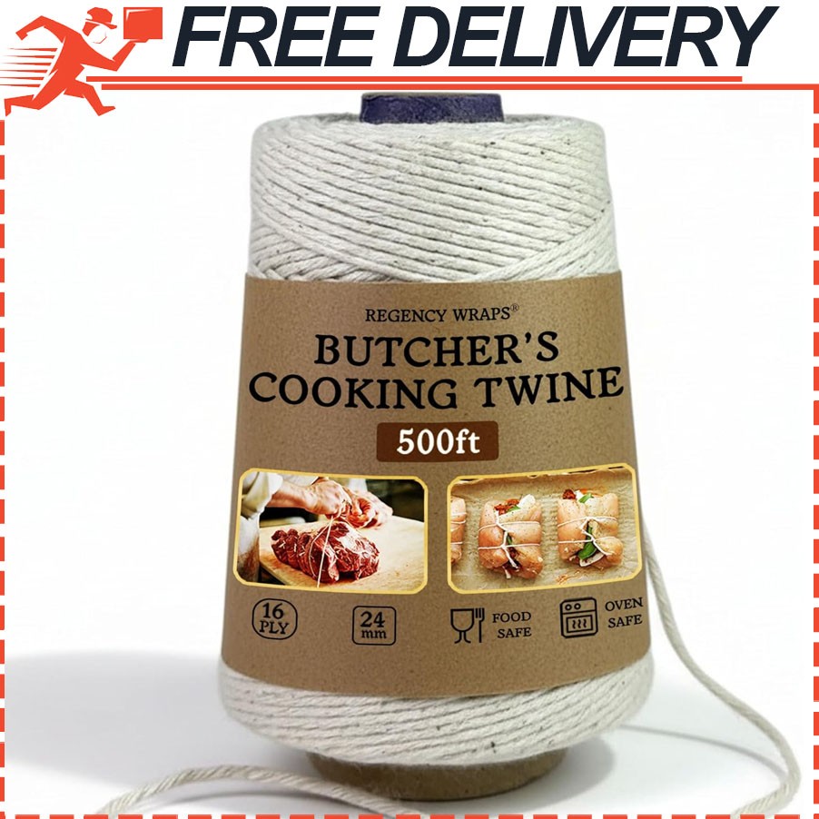 Regency Wraps Butchers Cooking Twine, 500ft,1 6 Ply, 2.4mm, FoodSafe Cotton