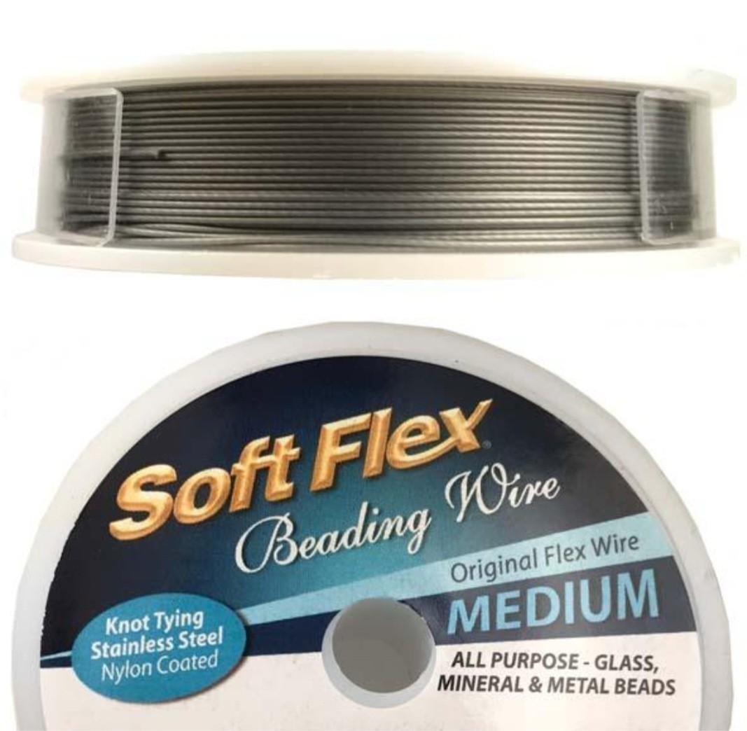 Soft Flex Satin Silver Beading Wire • 49 Strands/Medium Size/30ft Spool • New