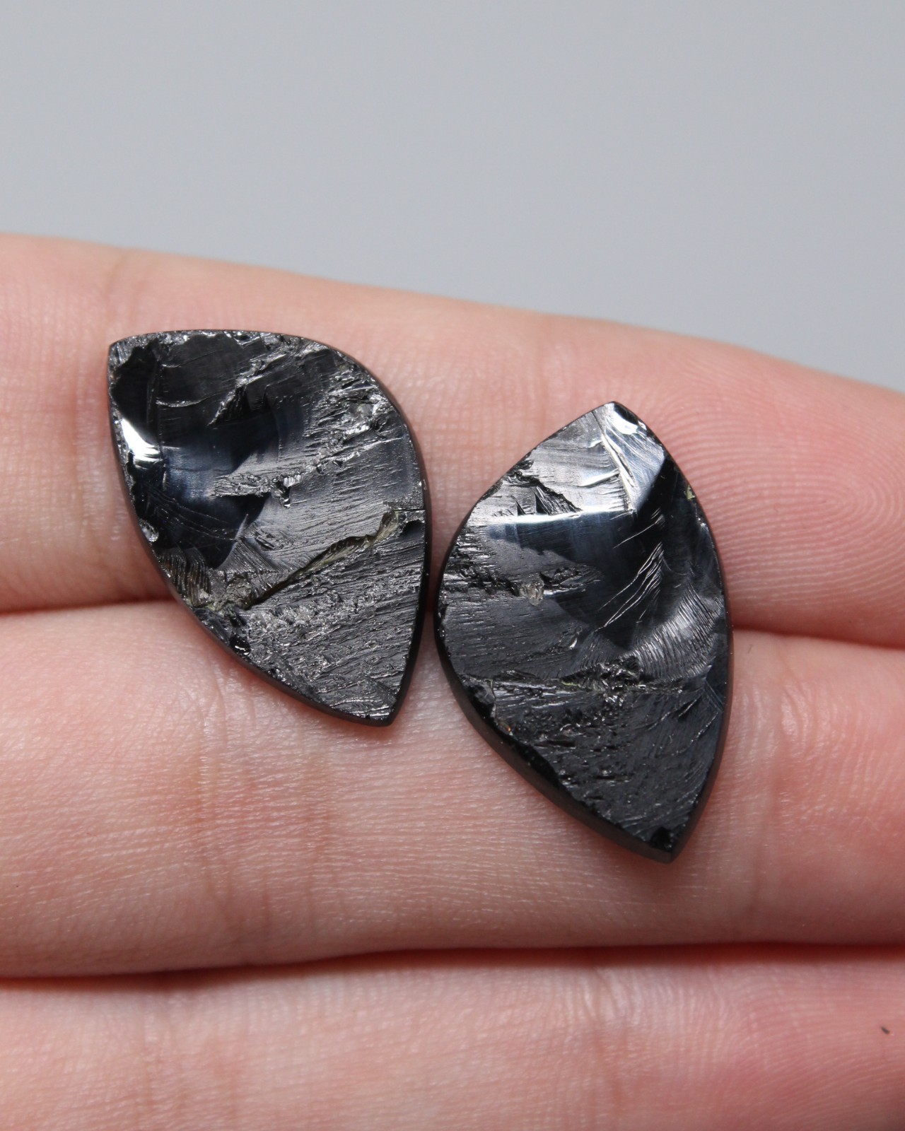 Black Spinel Natural Pleonaste Rare cabochon pair Thailand Kanchanaburi
