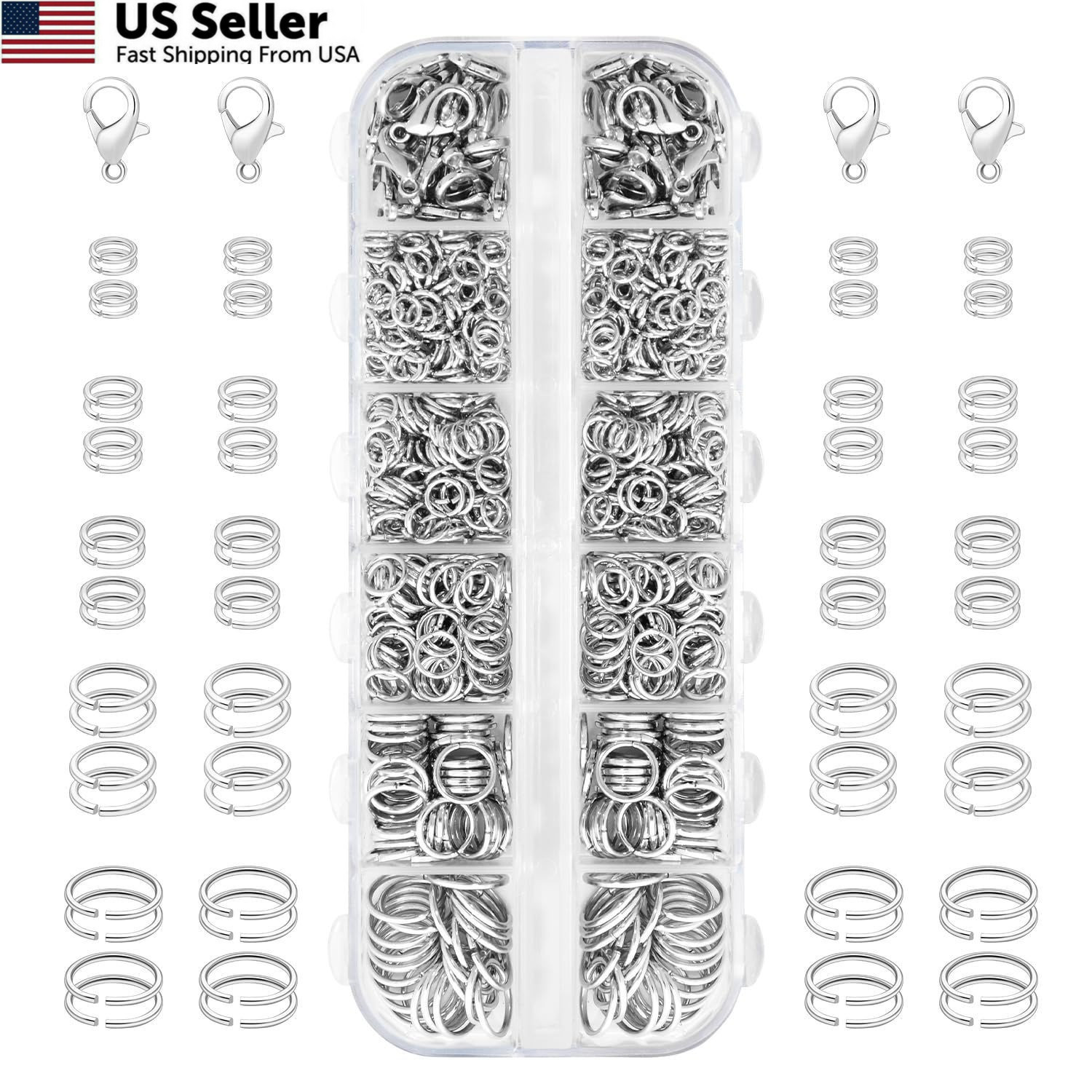 1200pcs Jump Rings for Jewelry Making Supplies, Necklace 1200Pcs Silver
