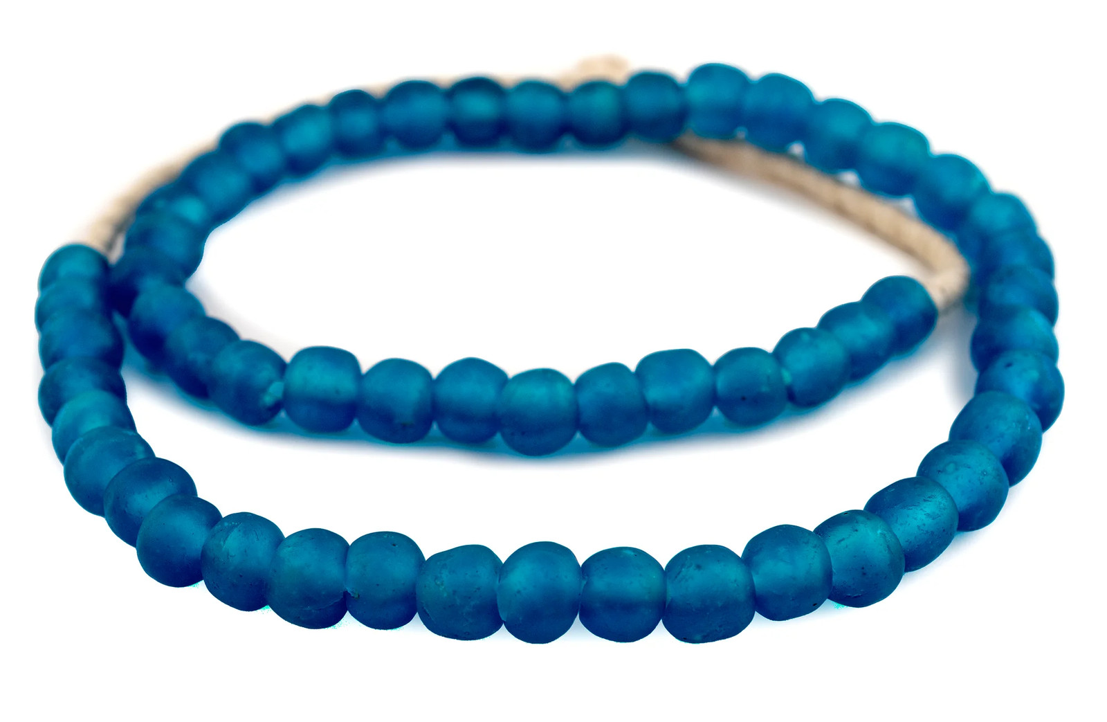 Light Azul Recycled Glass Beads 11mm Ghana African Sea Glass Blue Round Handmade
