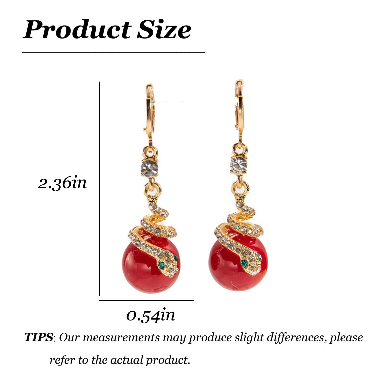 Chinese New Year Snake Earrings for Women, Statement Gold Plated Rhinestone Spar