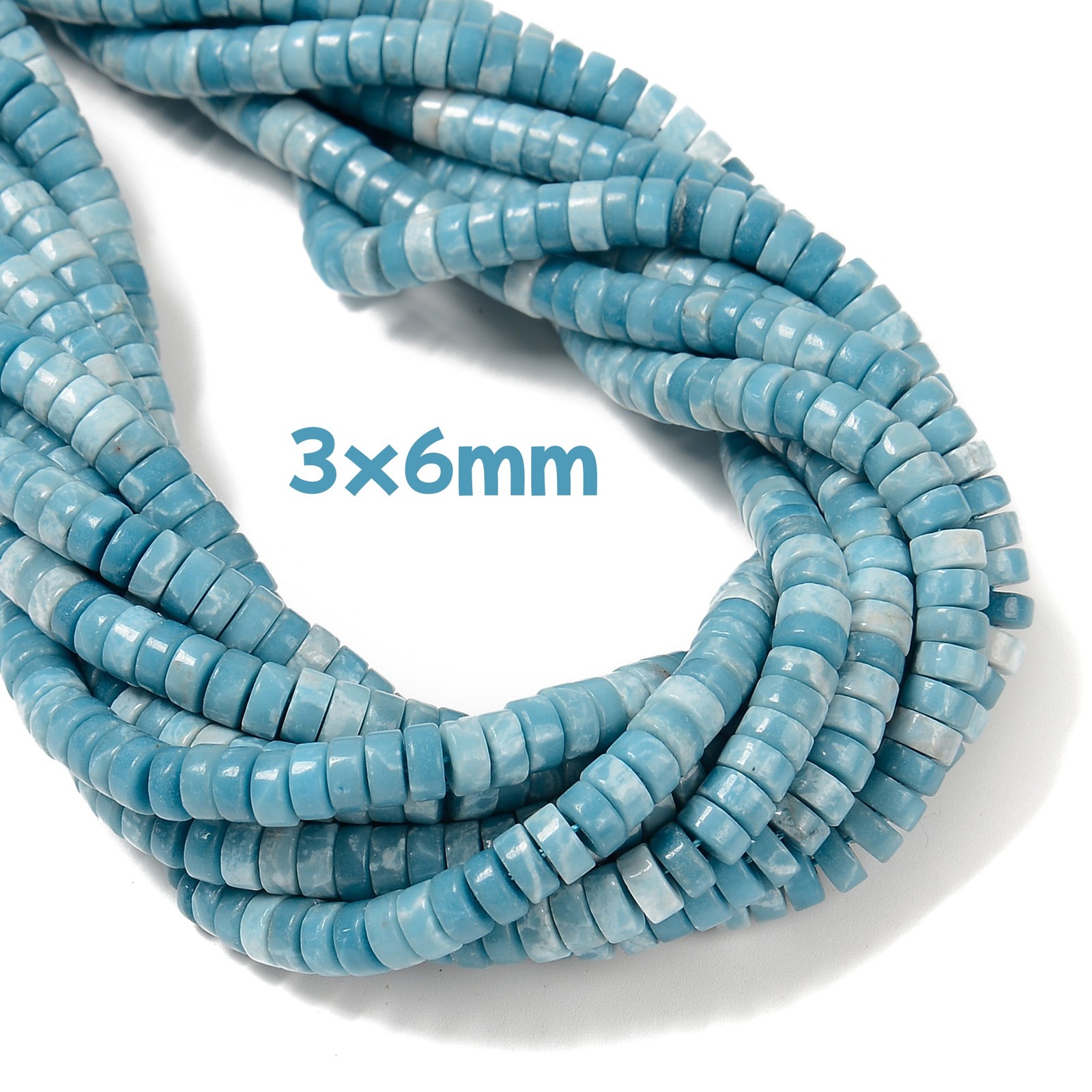 Larimar Quartz Heishi Disc Beads Size 2x4mm 3x6mm 15.5” Strand