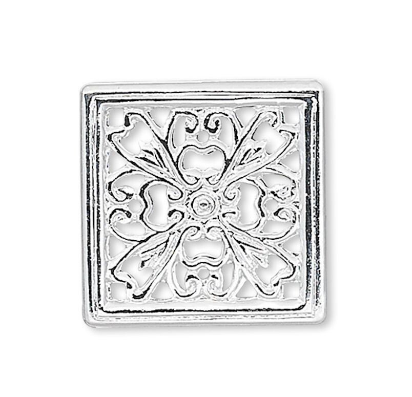 10 Silver Plated Brass 13x13mm Flat Filigree Square Connectors *