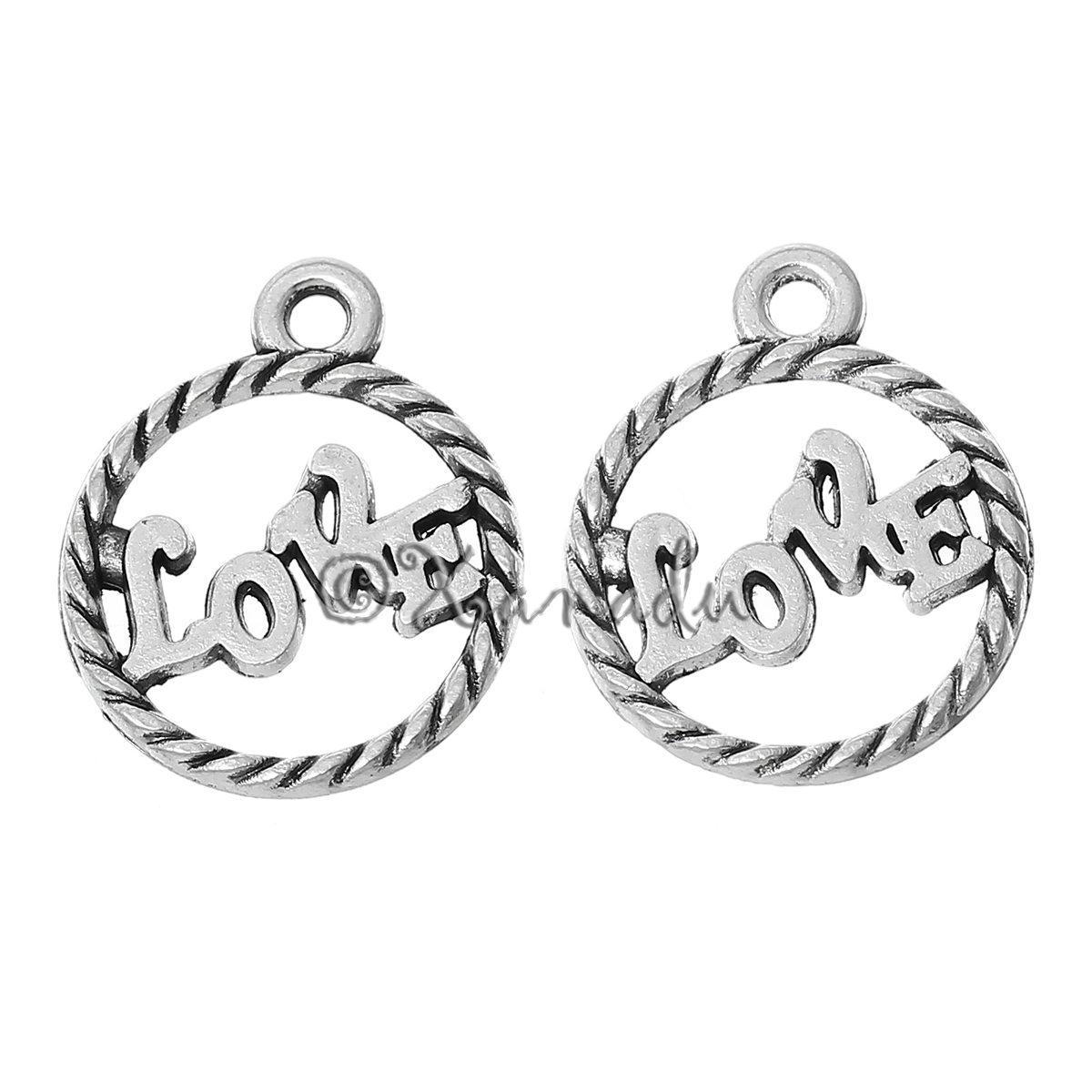 Love Charms Wholesale Antiqued Silver Plated Pendants C1521- 10, 20 Or 50PCs
